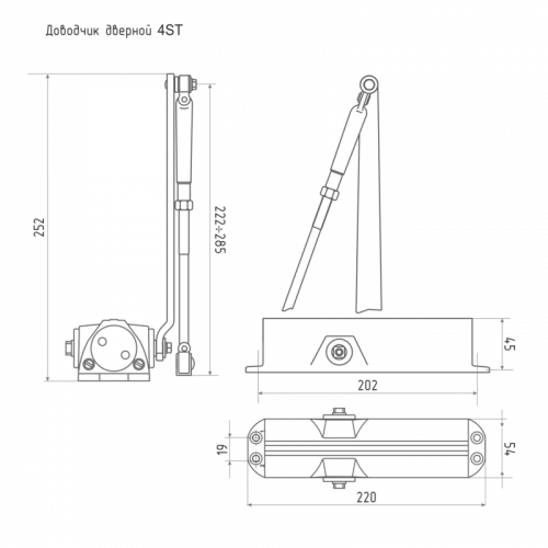 Доводчик дверной морозостойкий НОРА-М 4ST (25-120 кг) серый